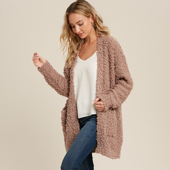 Bluivy Fluffy Bouclé Open Front Cardigan - Picture 1 of 2